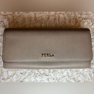 Authentic Furla Tan Leather Flap Continental Wallet
